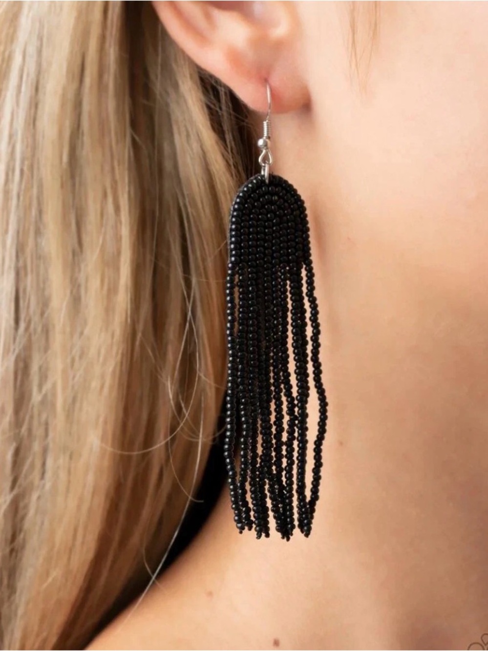 Paparazzi RIGHT AS RAINBOW black SEED BEAD earrings